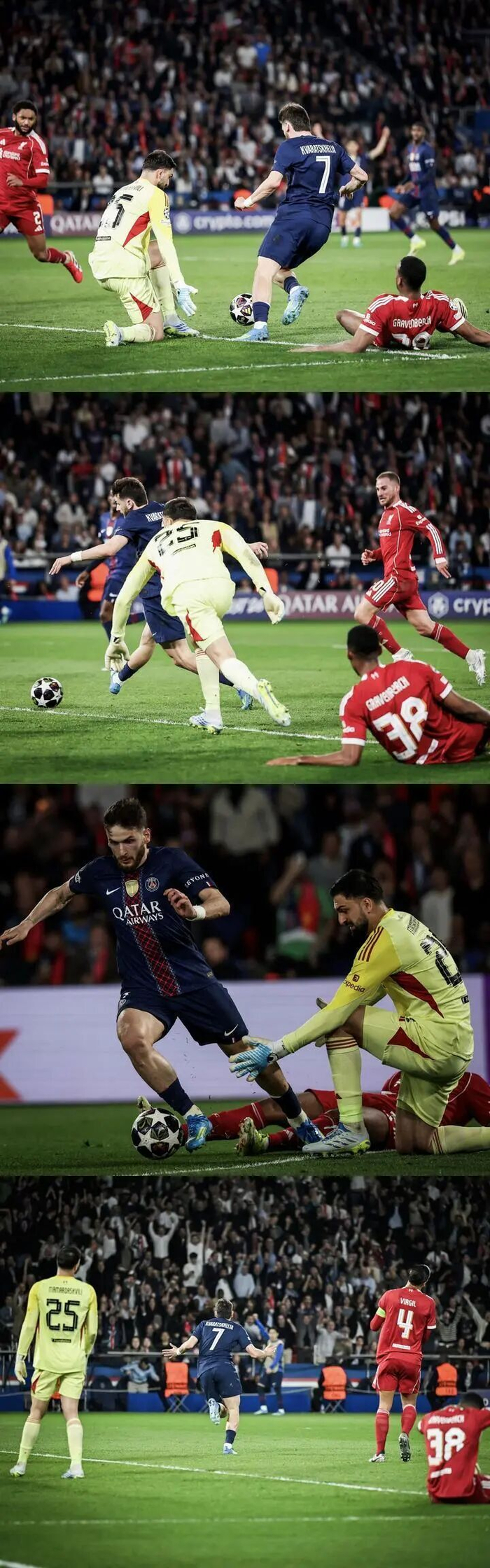 巴黎圣日耳曼以压倒性控球优势完胜利物浦